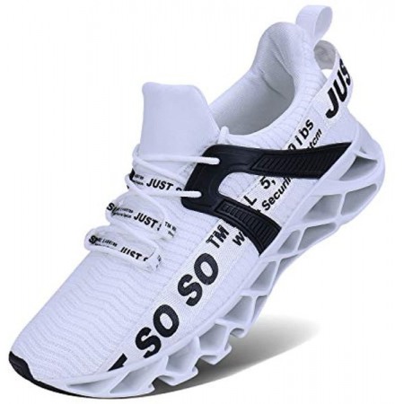 Mens Runing Shoes Walking Non Slip Blade Type Sneakers White