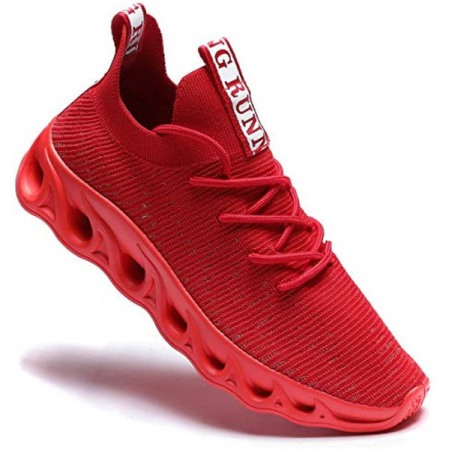 Men's Running Shoes Lightweight Casual Walking Breathable Gym Workout Athletic Tennis Sneakers Red