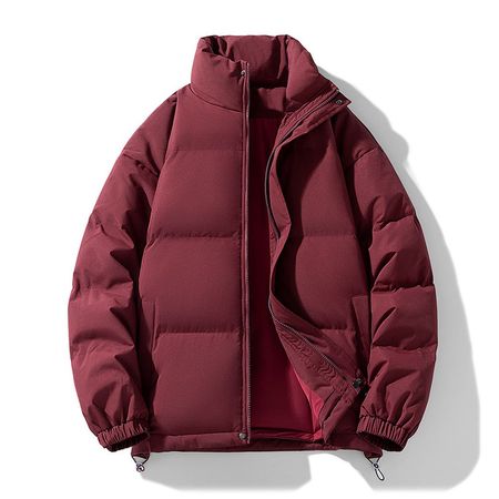 Solid Color Stand Collar Down Jacket Men's Thick Warm Coat