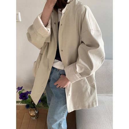 High-End Stand Collar Windbreaker Jacket Loose Coat