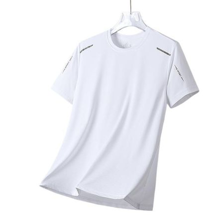 Summer Ice Silk T-Shirt Men's Round Neck Solid Color Quick-Drying Clothes
