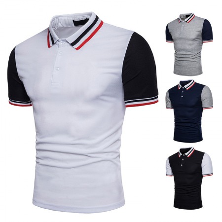 Fashion Men's Threaded Collar Short Sleeve Polo Shirts