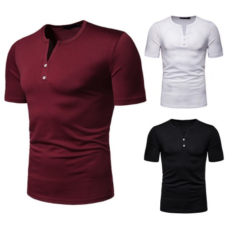 New Summer Thin High Stretch Men's Short Sleeve V-Neck T-Shirt