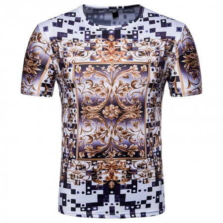 Men's 3D Printing Short-Sleeved T-Shirt Palace Style Printing Casual T-Shirt